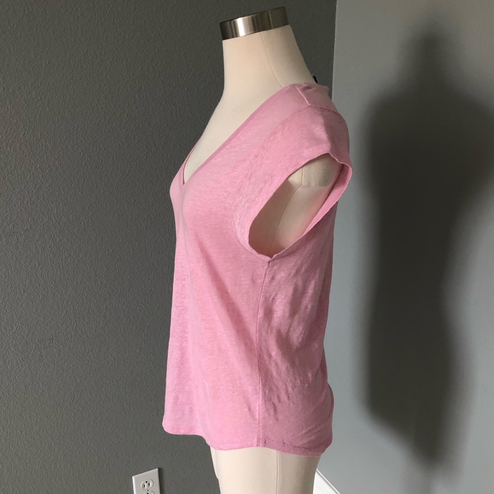 NWT Express Pink V-Neck Linen Tank T-Shirt - Picture 4 of 16
